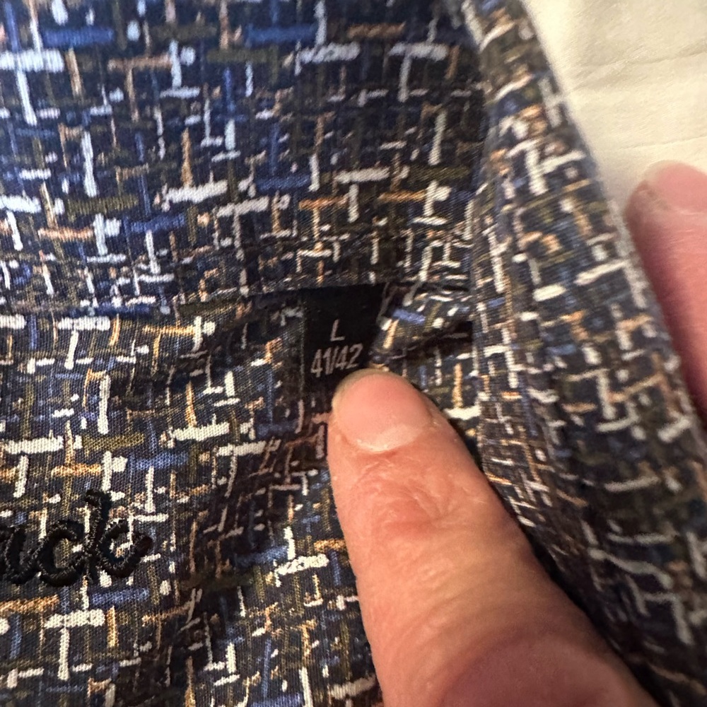 Visconti Black Pattern Button Down Long Sleeve Sh… - image 7